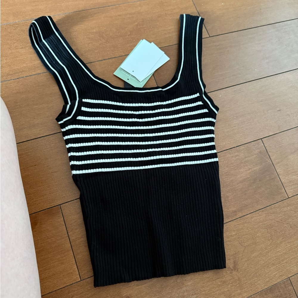 Black and White Striped Women's Top
